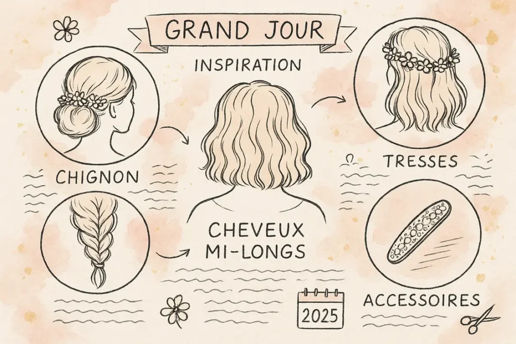 on-en-cause.fr | Coiffure mariage cheveux mi-longs : 50 idées pour le grand jour en 2025 1 on-en-cause.fr | coiffure mariage cheveux mi longs tendances 2025 1