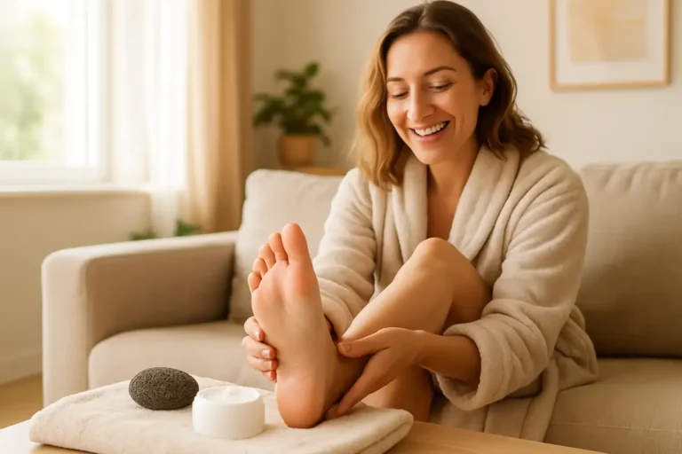 Soin doux des pieds secs au quotidien, sans garantir la disparition de la corne ni convenir à toutes les peaux.