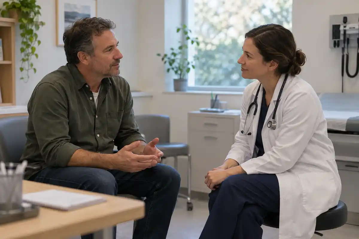 La consultation sert à discuter des symptômes, des traitements et d’autres causes possibles avant d’attribuer les signes à un déficit hormonal.